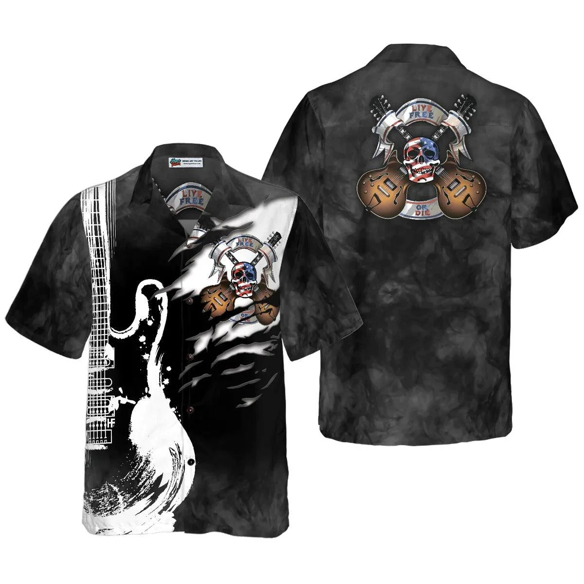 Guitar Hawaiian Shirt, Live Free Or Die Guitar Aloha Shirt, Guitar Hawaiian Shirt For Summer- Perfect Gift For Men, Women, Music Lover, Friend, Family