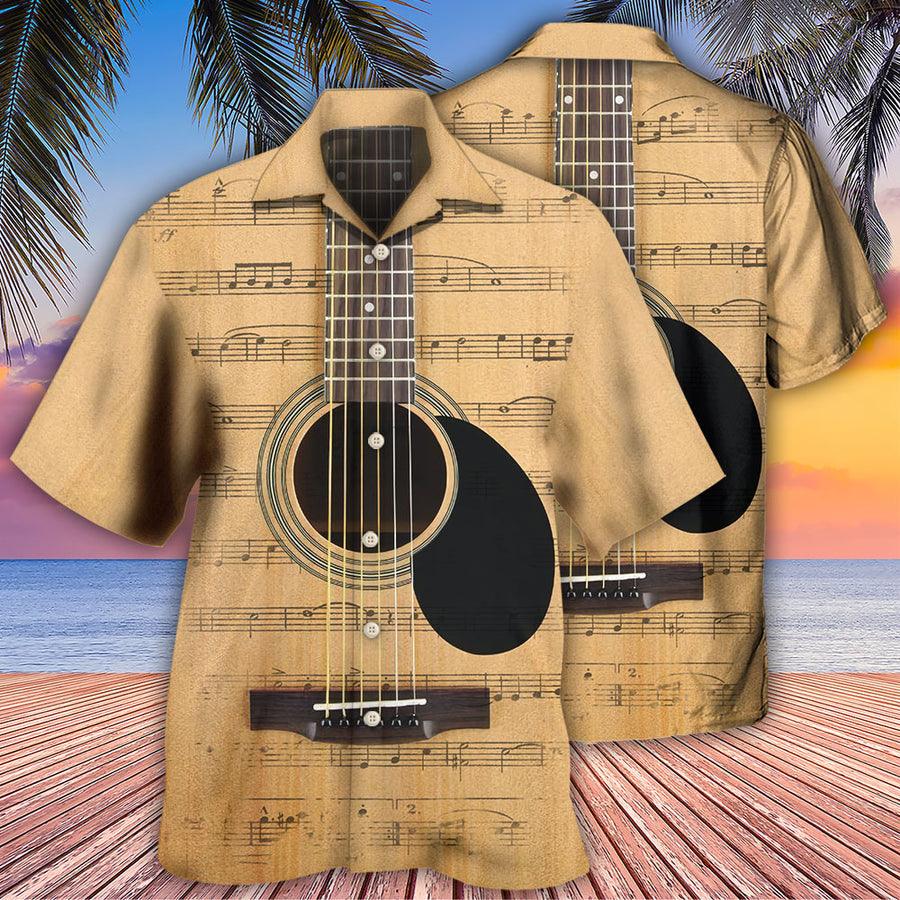 Guitar Retro Music Note Aloha Hawaiian Shirt For Summer, Guitar Hawaiian Shirts Matching Outfit For Men Women, Music Guitar Lover - Image 2