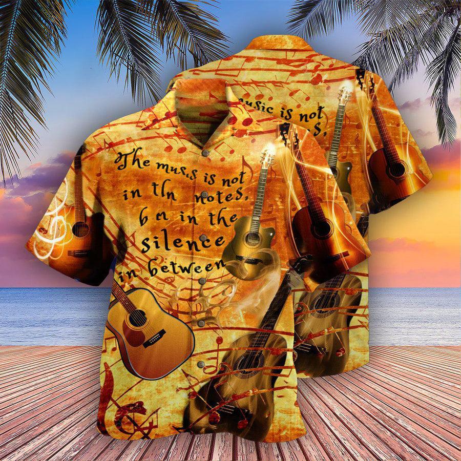 Guitar Vintage Aloha Hawaiian Shirt For Summer, The Silence Guitar Hawaiian Shirts Matching Outfit For Men Women, Music Guitar Lover
