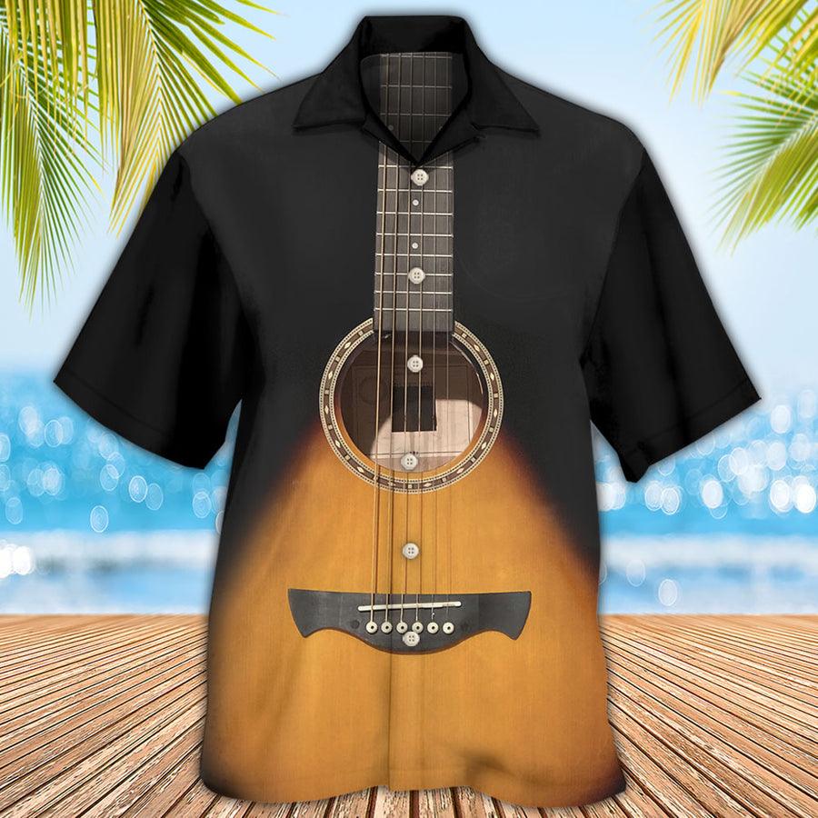 Guitar Wood Aloha Hawaiian Shirt For Summer, Guitar Hawaiian Shirts Outfit For Men Women, Music Guitar Lovers