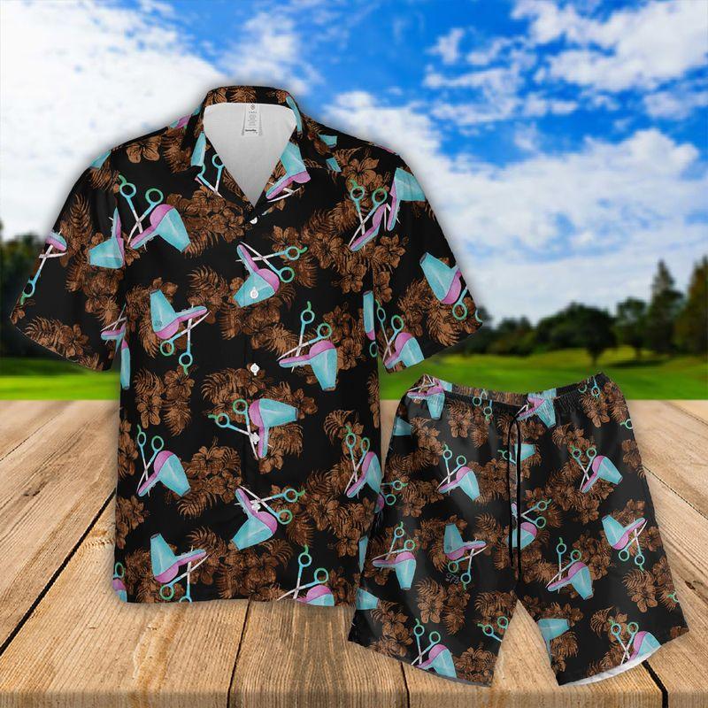 Hairdresser Aloha Hawaiian Shirts For Summer, Hair Tools Pattern Tropical Floral Hawaiian Shirt For Men Women Clothing, Best Gift For Friend, Family