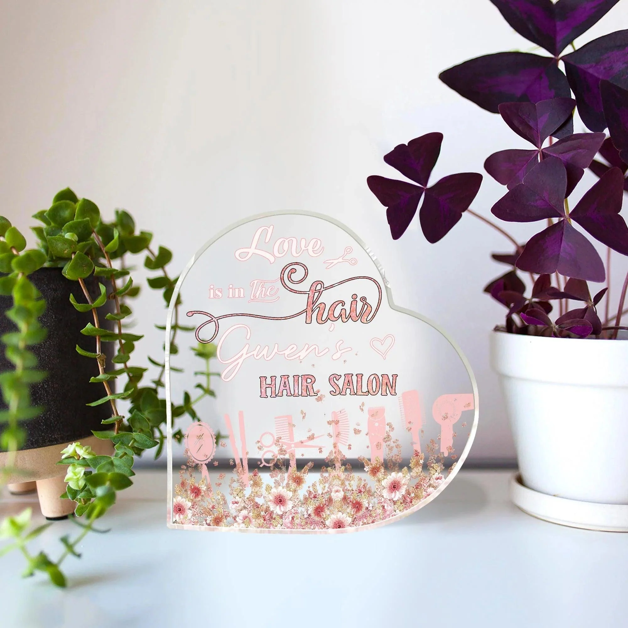 Hairdresser Custom Shaped Acrylic Plaque - Personalized Hairdresser Love Is In The Hair Custom Shaped Acrylic Plaque - Perfect Gift For Hairdresser - Image 2