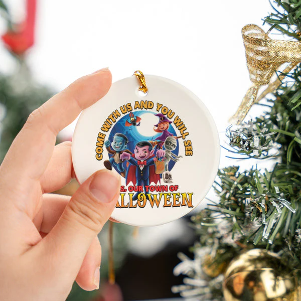 Halloween Ceramic Christmas Ornament - Come With Us You Will See This Town Of Halloween Ceramic Ornament, Gift For Family, Holiday Decor - Image 2
