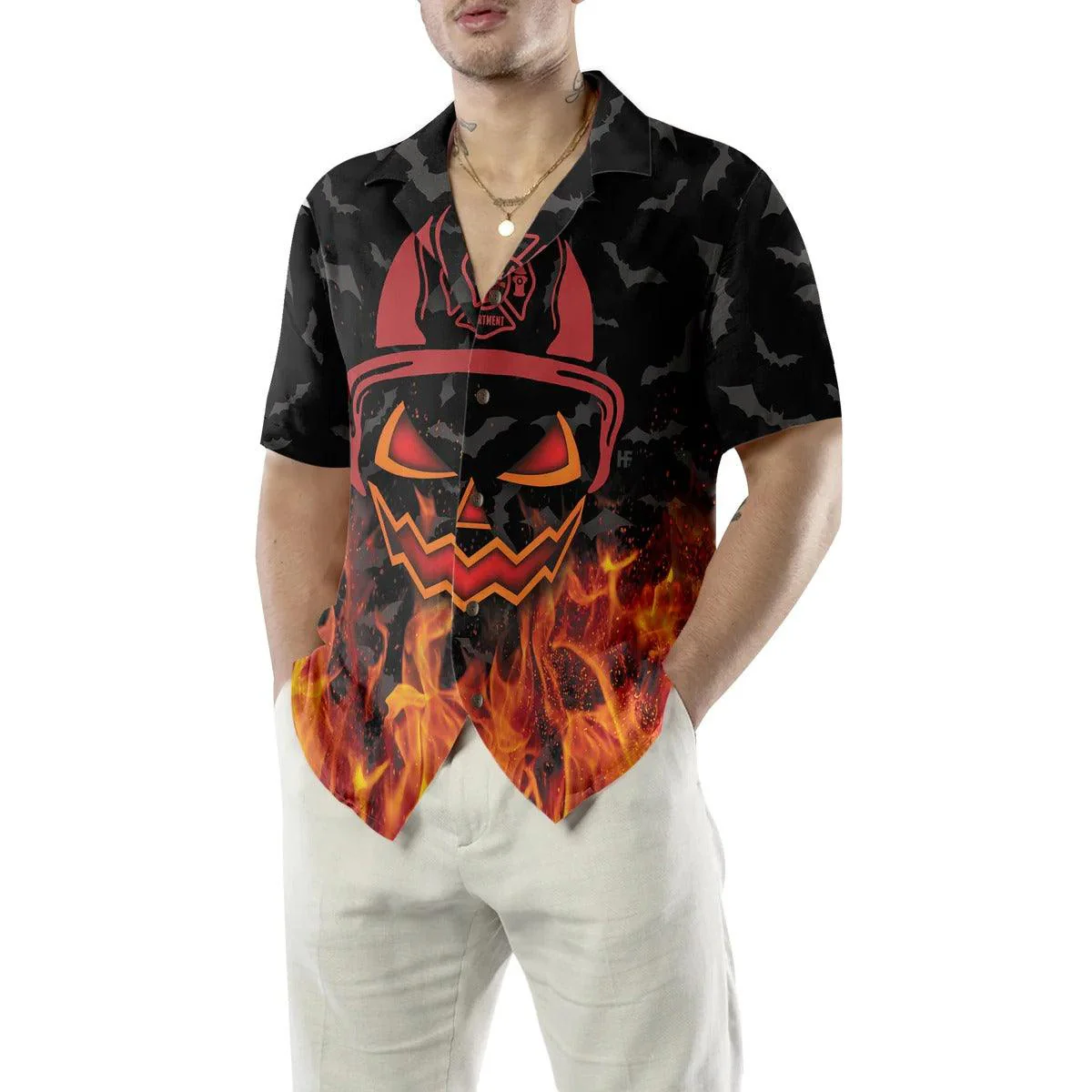 Halloween Firefighter Shirt Hawaiian Shirt - Perfect Gift For Lover, Friend, Family - Perfect Gift For Lover, Friend, Family
