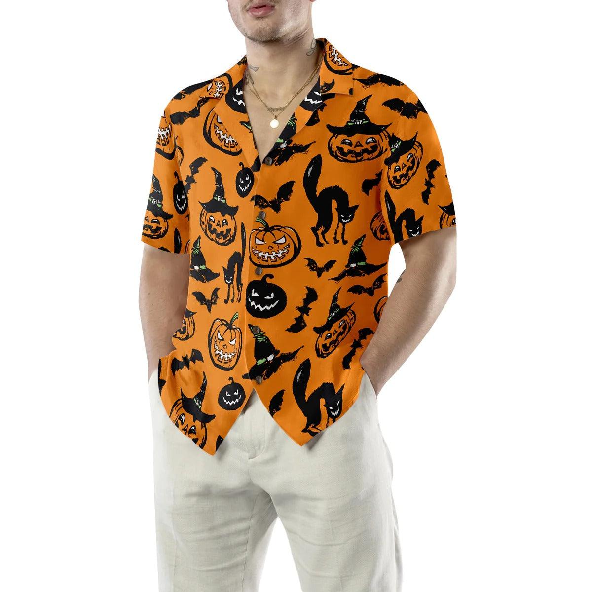 Halloween Hawaiian Shirt, Bat, Pumpkin And Black Cat Hawaiian Shirt - Perfect Gift For Lover, Friend, Family - Image 2