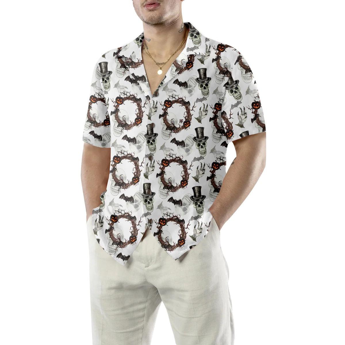 Halloween Hawaiian Shirt - Festive Halloween Gentleman Skull Hawaiian Shirt, Pumpkin And Bat Hawaiian Shirt - Perfect Gift For Lover, Friend, Family - Image 5