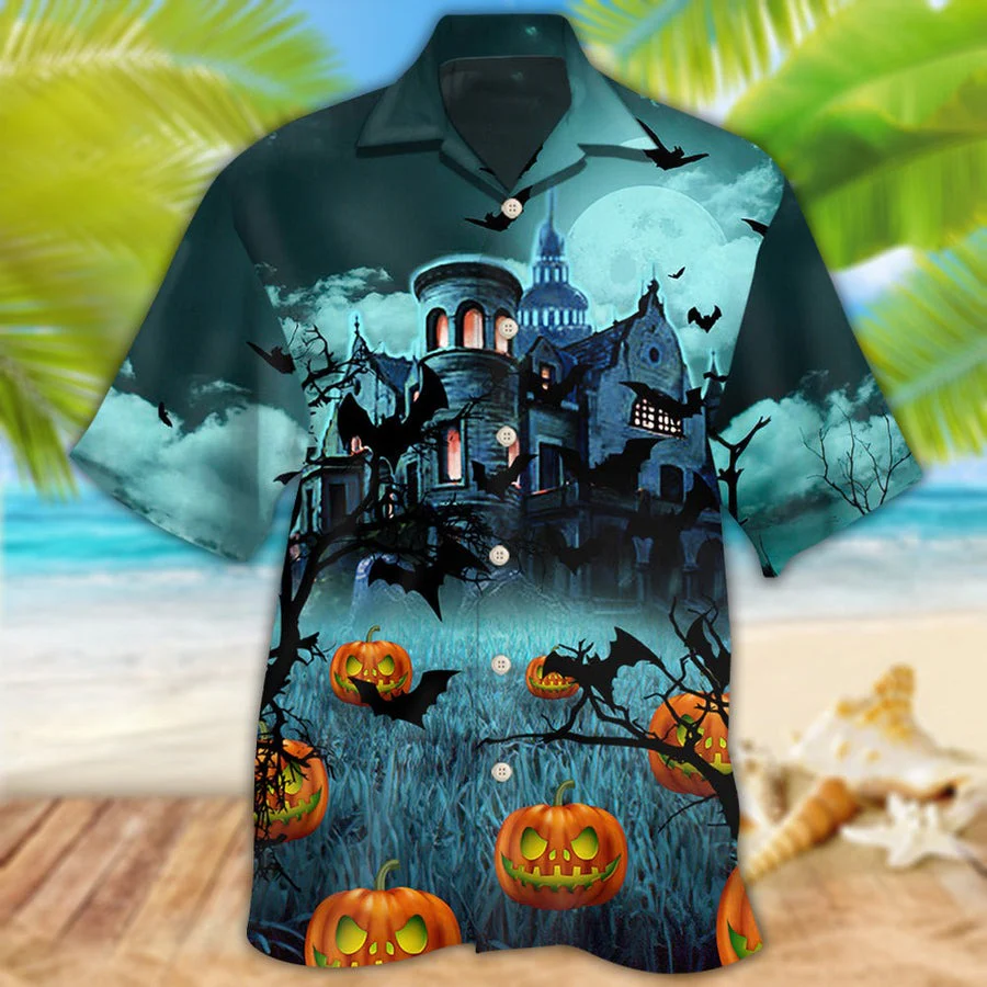 Halloween Hawaiian Shirt, Halloween Night Dark Pumpkin Aloha Shirt For Men & Women - Halloween Gift For Members Family, Friends - Image 3