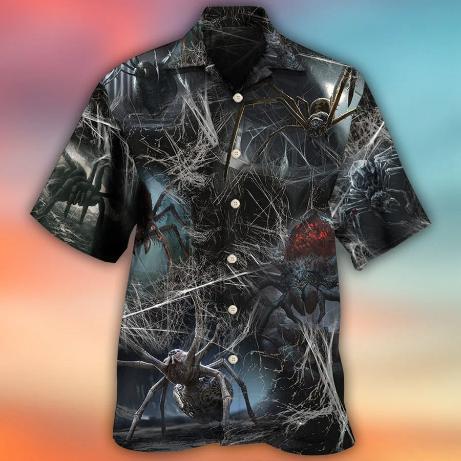 Halloween Hawaiian Shirt, Halloween Spider Dark Scary For Men & Women - Halloween Gift For Members Family, Friends - Image 2