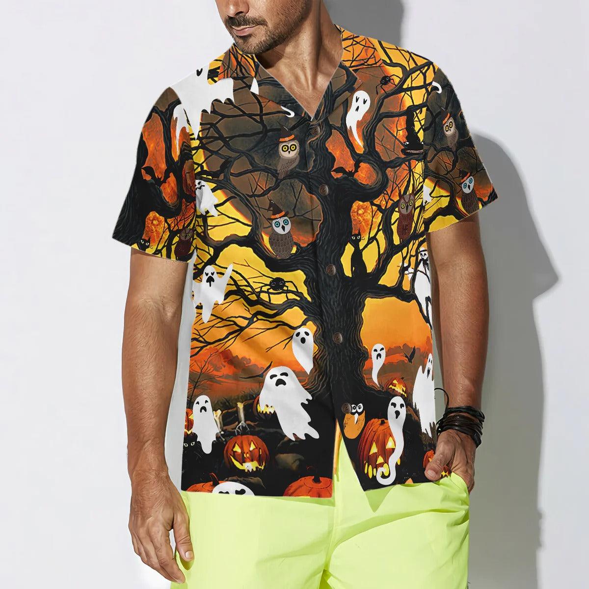 Halloween Hawaiian Shirt - Night Of Pumpkin & Ghost Hawaiian Shirt, Owl Hawaiian Shirt - Perfect Gift For Lover, Friend, Family - Image 5