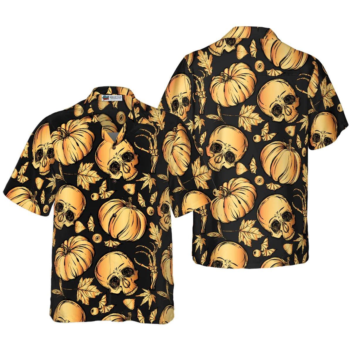 Halloween Hawaiian Shirt - Pumpkin & Skull Halloween Hawaiian Shirt - Perfect Gift For Lover, Friend, Family - Image 3