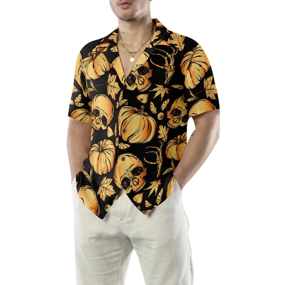 Halloween Hawaiian Shirt - Pumpkin & Skull Halloween Hawaiian Shirt - Perfect Gift For Lover, Friend, Family - Image 4