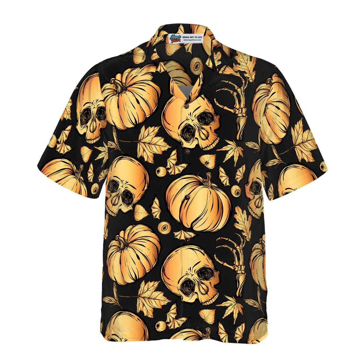 Halloween Hawaiian Shirt - Pumpkin & Skull Halloween Hawaiian Shirt - Perfect Gift For Lover, Friend, Family - Image 5