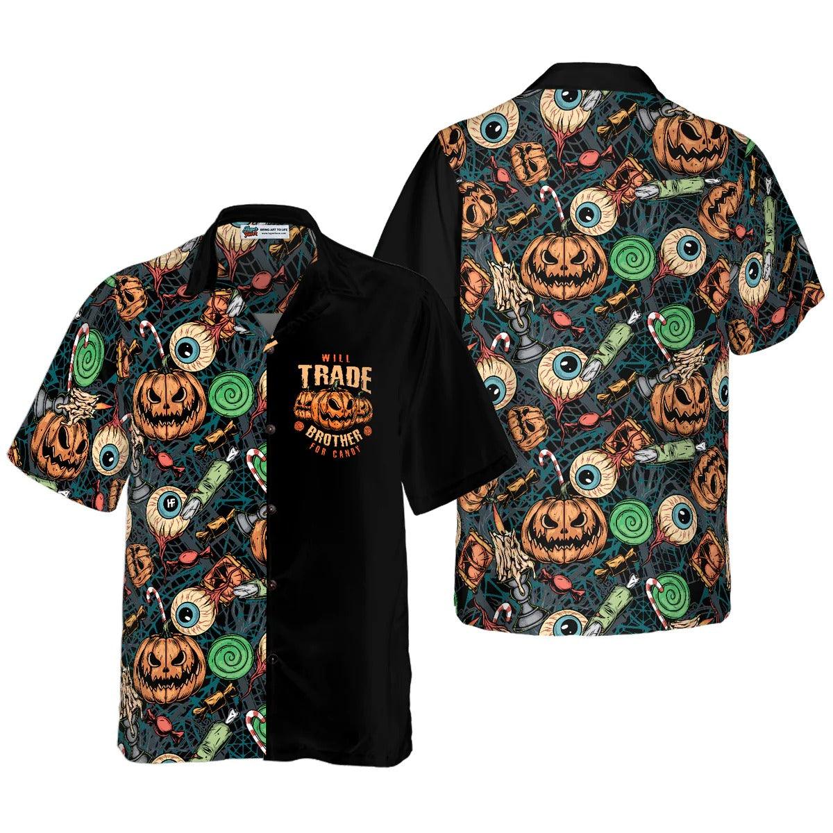 Halloween Hawaiian Shirt, Vintage Halloween Scary Pumpkin Hawaiian Shirt - Perfect Gift For Lover, Friend, Family