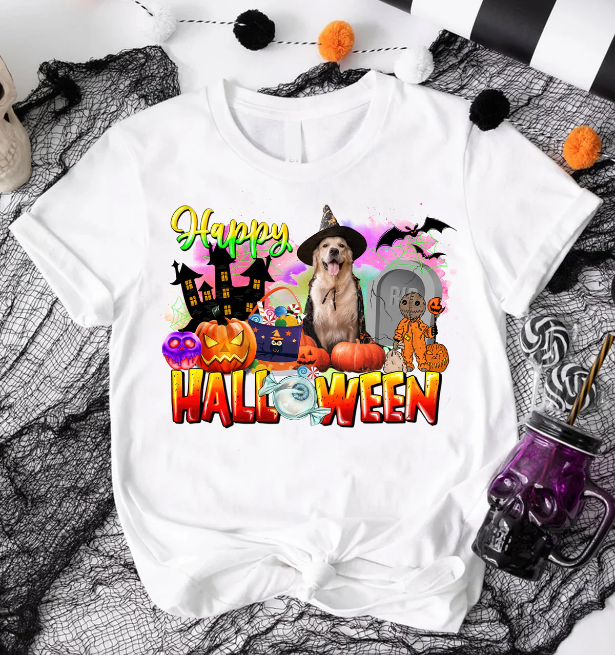 Halloween Shirt Customized Dog Cat Pets Photo, Perfect Cute Halloween Outfit For Dog Mom, Cat Mom, Pets Lovers - Image 2