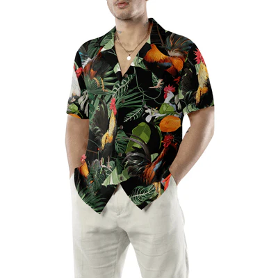 Happy Rooster Hawaiian Shirt, Tropical Leaves Rooster Aloha Shirt For Men - Perfect Gift For Rooster Lovers, Husband, Boyfriend, Friend, Family - Image 5