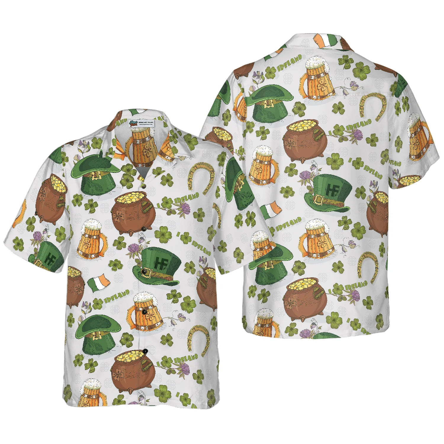 Happy Saint Patrick's Day Ireland Proud Pattern Hawaiian Shirt, Colorful Summer Aloha Shirts For Men Women, Perfect Gift For Husband, Wife, Friend