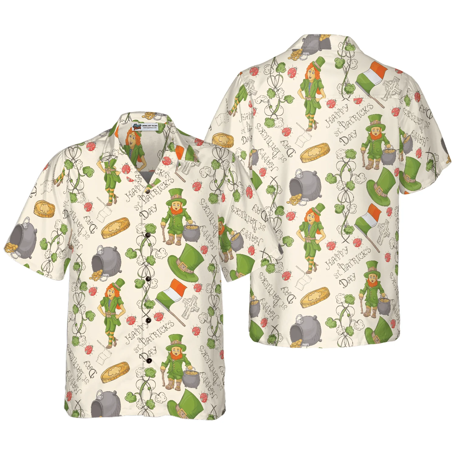 Happy Saint Patrick's Day Ireland Proud Pattern Hawaiian Shirt, Colorful Summer Aloha Shirts For Men Women, Perfect Gift For Husband, Wife, Friend