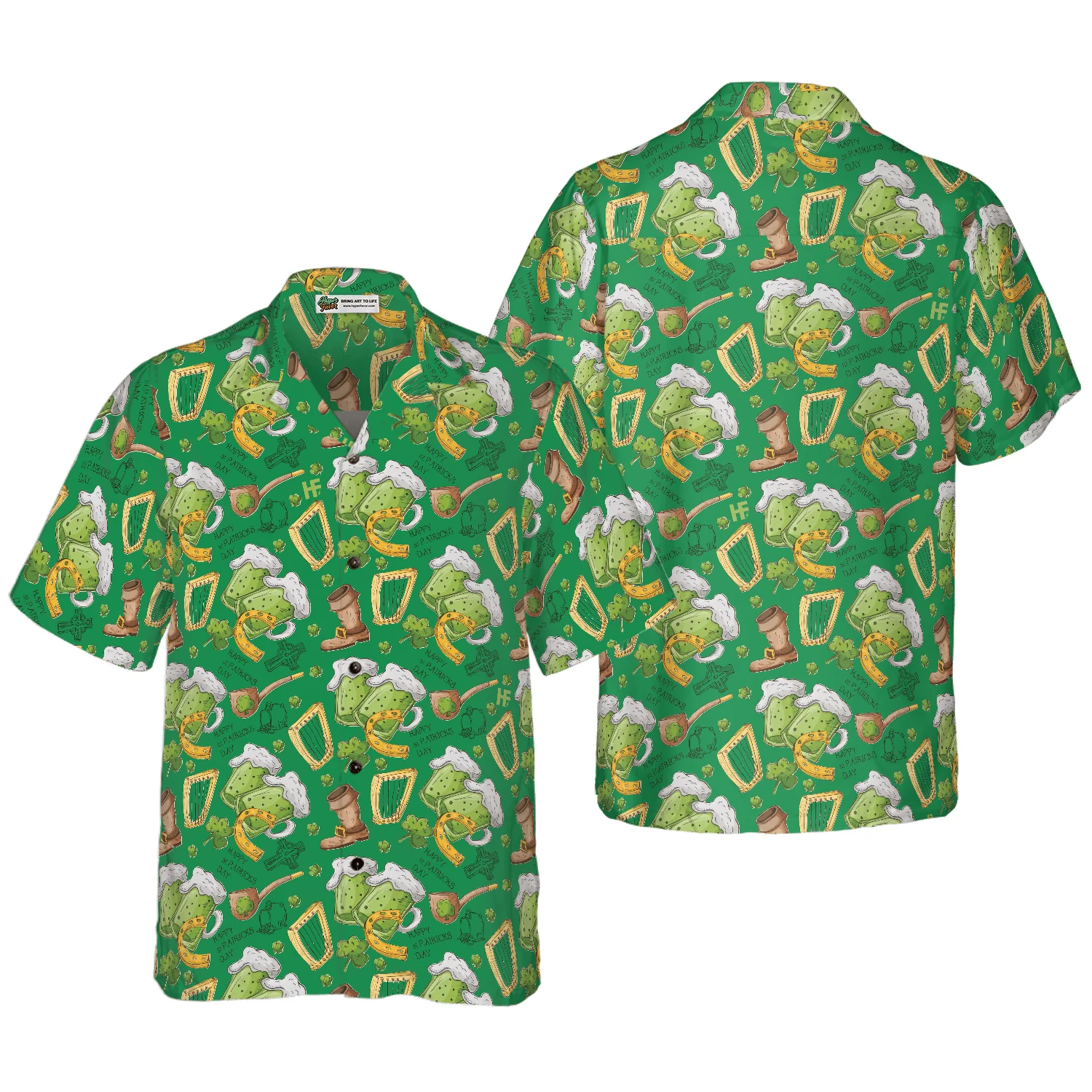 Happy Saint Patrick's Day Ireland Proud Pattern Hawaiian Shirt, Colorful Summer Aloha Shirts For Men Women, Perfect Gift For Husband, Wife, Friend