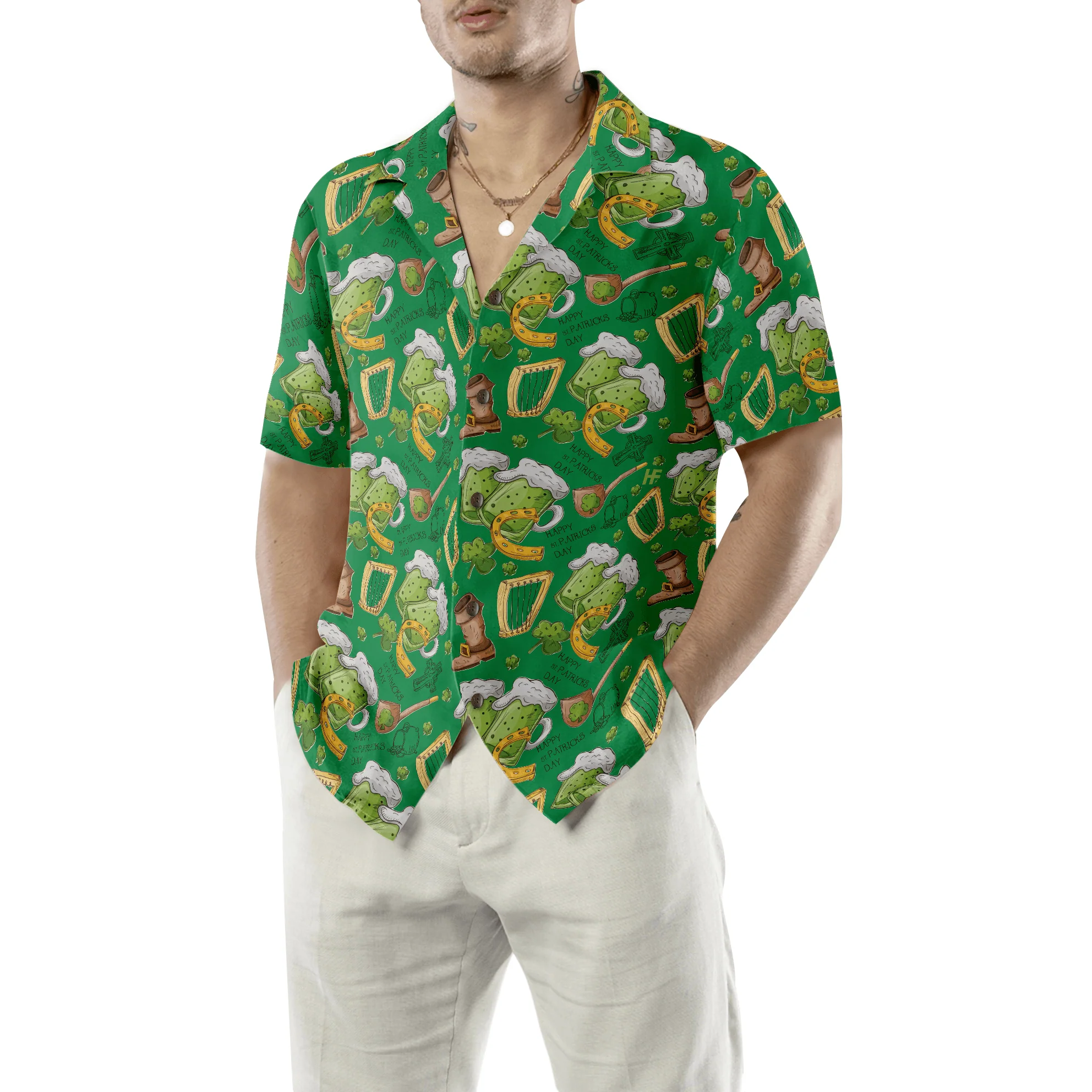 Happy Saint Patrick's Day Ireland Proud Pattern Hawaiian Shirt, Colorful Summer Aloha Shirts For Men Women, Perfect Gift For Husband, Wife, Friend - Image 2
