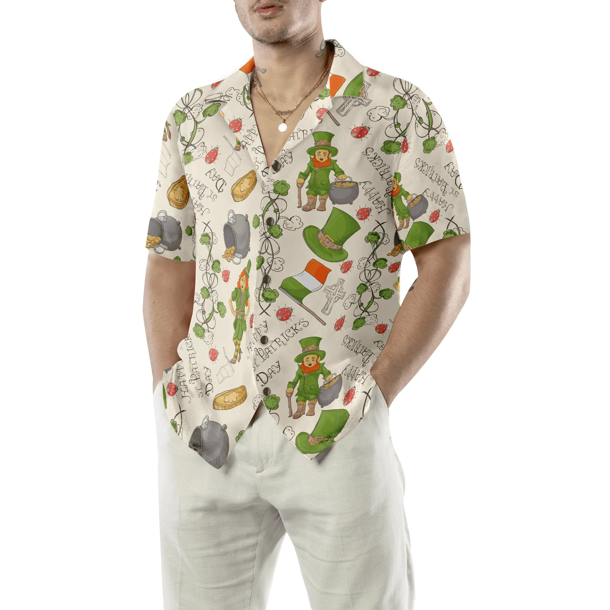 Happy Saint Patrick's Day Ireland Proud Pattern Hawaiian Shirt, Colorful Summer Aloha Shirts For Men Women, Perfect Gift For Husband, Wife, Friend - Image 5