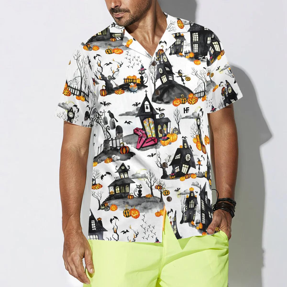 Haunted Houses Halloween Hawaiian Shirt, Halloween Shirt For Men And Women - Perfect Gift For Lover, Friend, Family
