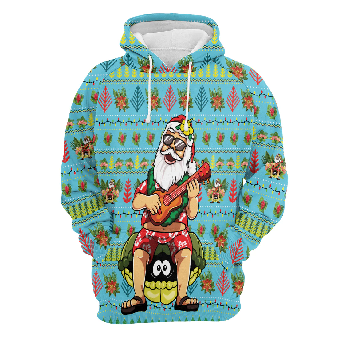 Hawaiian Santa Premium Christmas Hoodie, Hawaiian Santa Christmas Singing Unisex Hoodie For Men & Women - Perfect Gift For Christmas, Family - Image 4