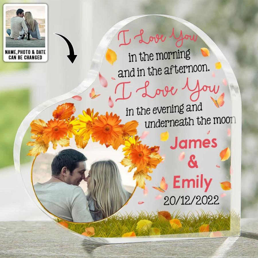 Heart Shaped Acrylic Plaque For Couple - I Love You Happy Women's Day Custom Photo Personalized - Perfect Gift For Couple, Valentine
