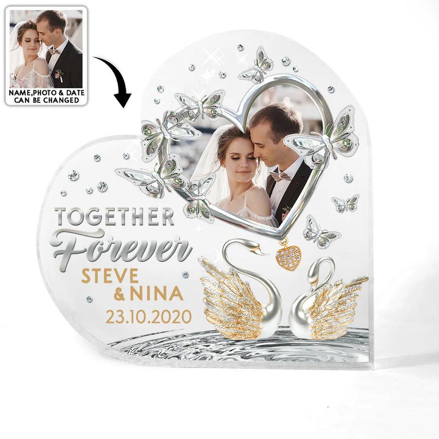 Heart Shaped Acrylic Plaque For Couple - Swan Jewelry Couple I Love You Personalized Shaped Acrylic Plaque - Perfect Gift For Couple, Valentine