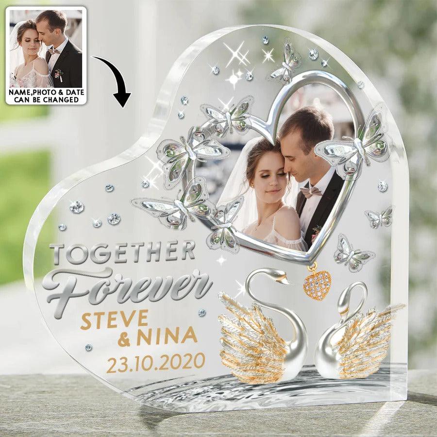 Heart Shaped Acrylic Plaque For Couple - Swan Jewelry Couple I Love You Personalized Shaped Acrylic Plaque - Perfect Gift For Couple, Valentine - Image 2
