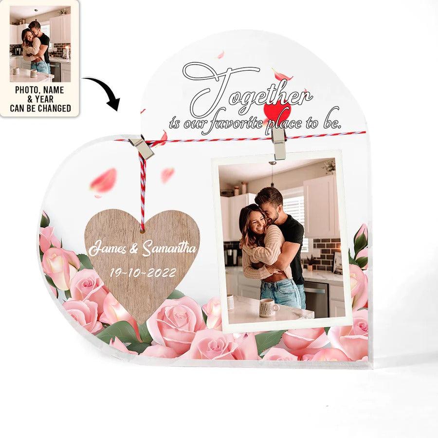 Heart Shaped Acrylic Plaque For Couple - Together Is Our Favorite Place TO Be Custom Photo Personalized Shaped Acrylic Plaque - Perfect Gift For Couple, Valentine - Image 2