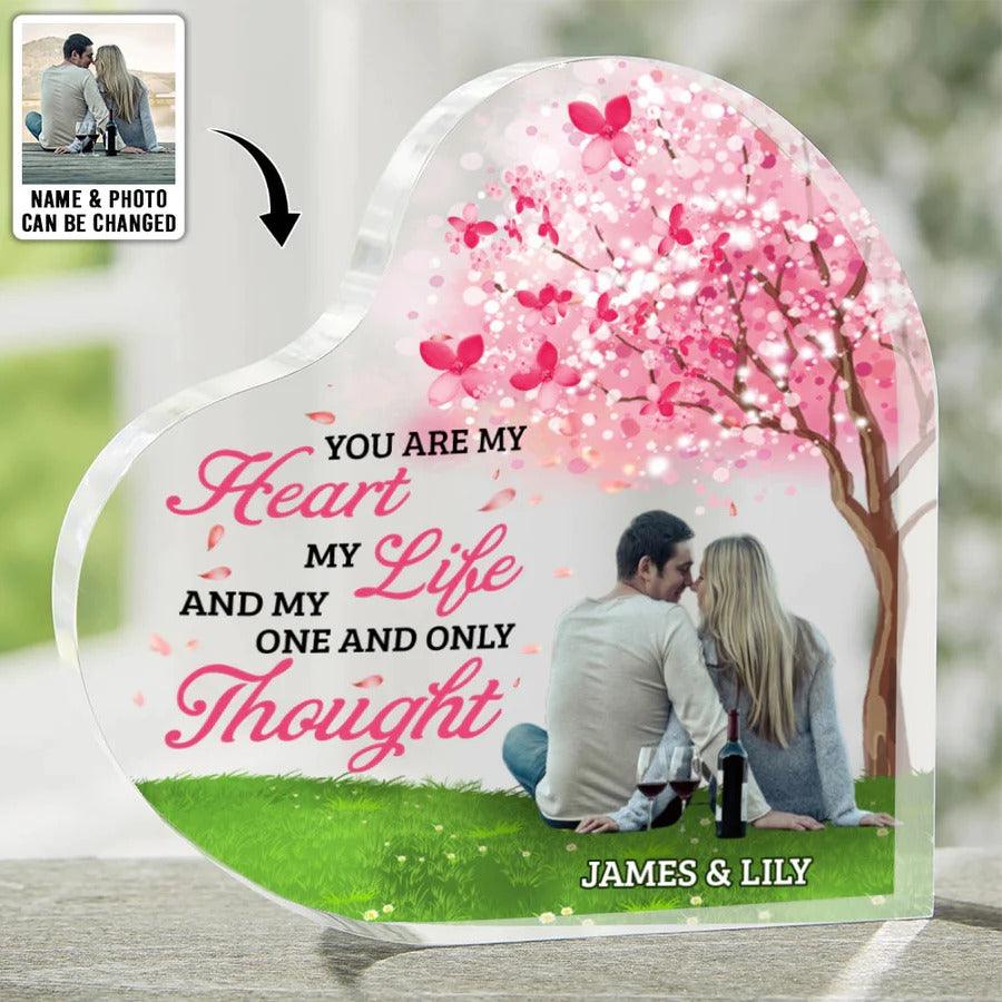 Heart Shaped Acrylic Plaque For Couple - You Are My Heart My Life And My One Personalized Shaped Acrylic Plaque - Perfect Gift For Couple, Valentine