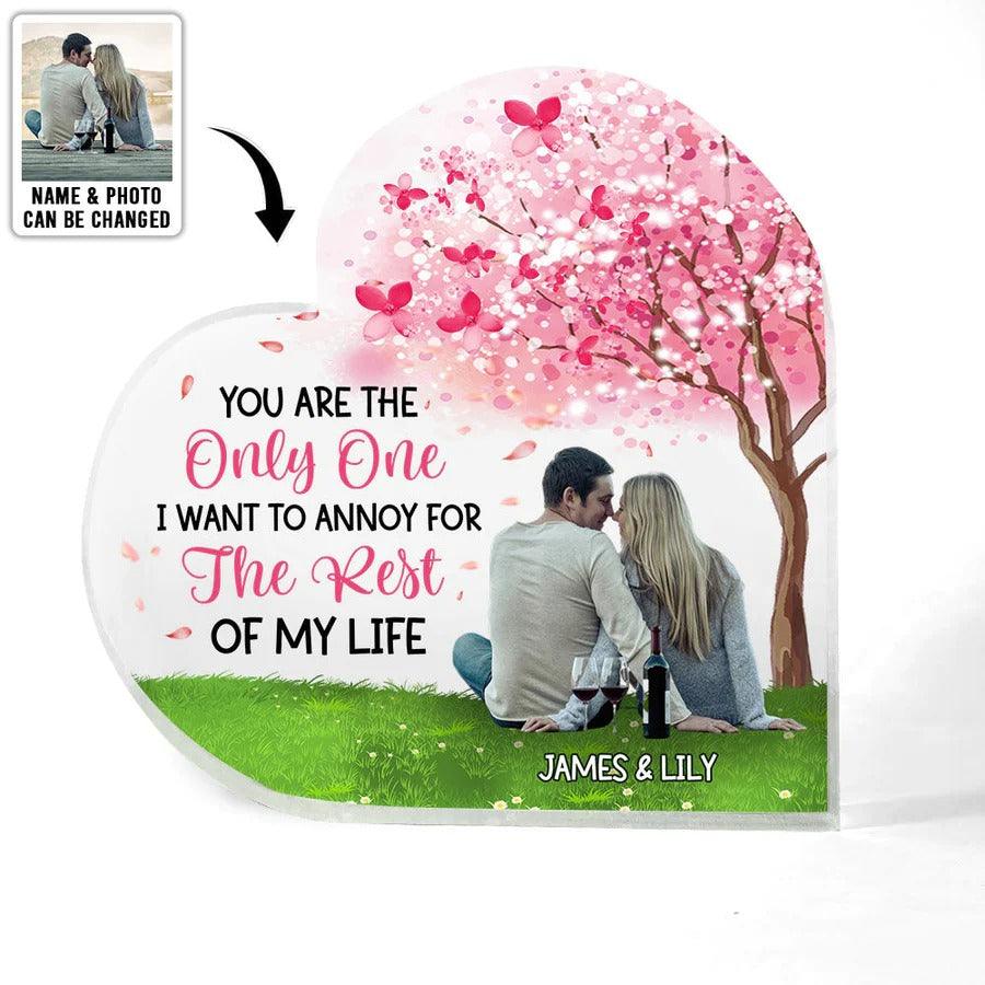 Heart Shaped Acrylic Plaque For Couple - You Are The Only One Custom Photo Personalized -Heart Shaped Acrylic Plaque- Perfect Gift For Couple, Valentine - Image 2