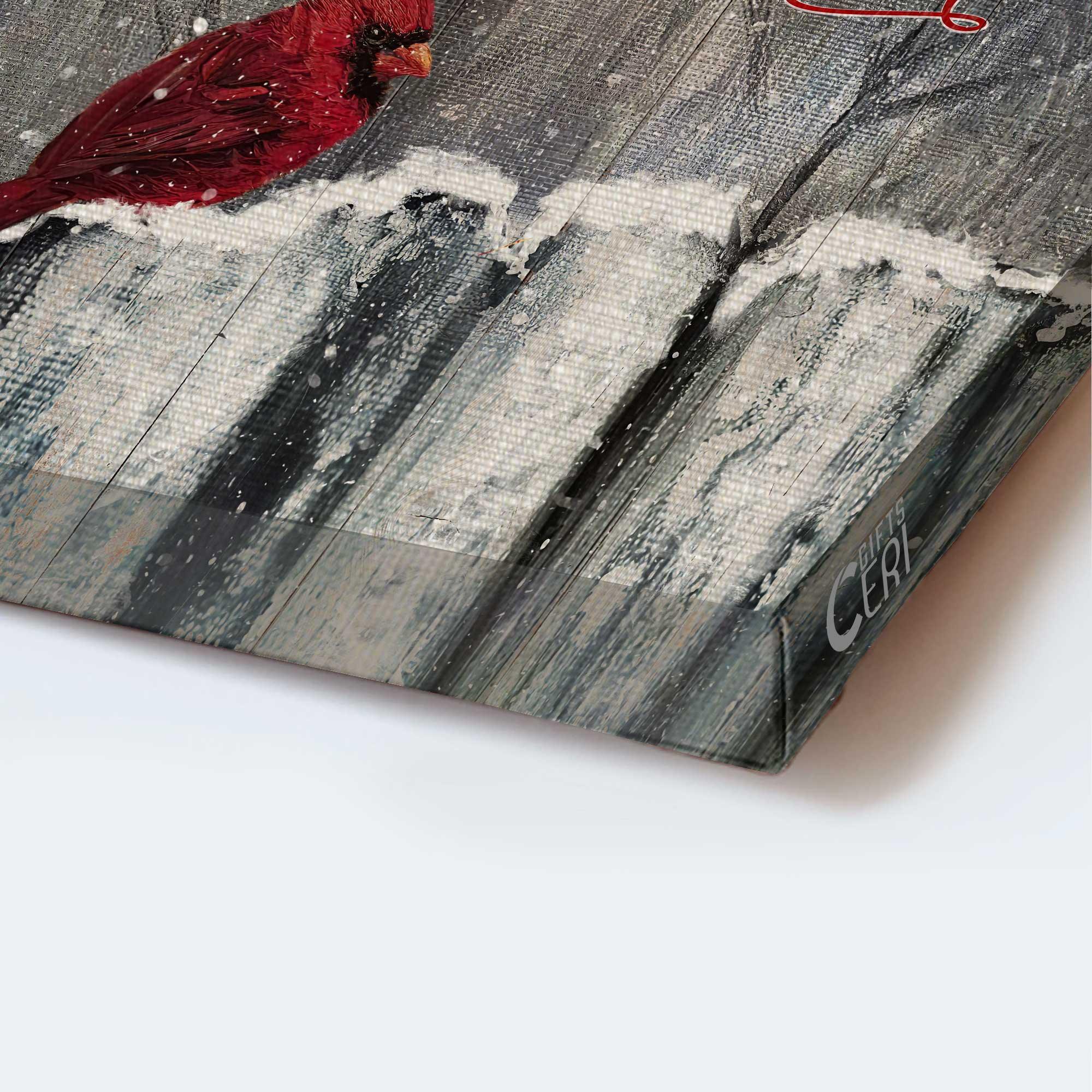 Heaven Portrait Canvas - Winter Garden, Cardinal Painting Memorial Canvas - Memorial Gift  For Member Family - A Big Piece Of My Heart Lives In Heaven - Image 3