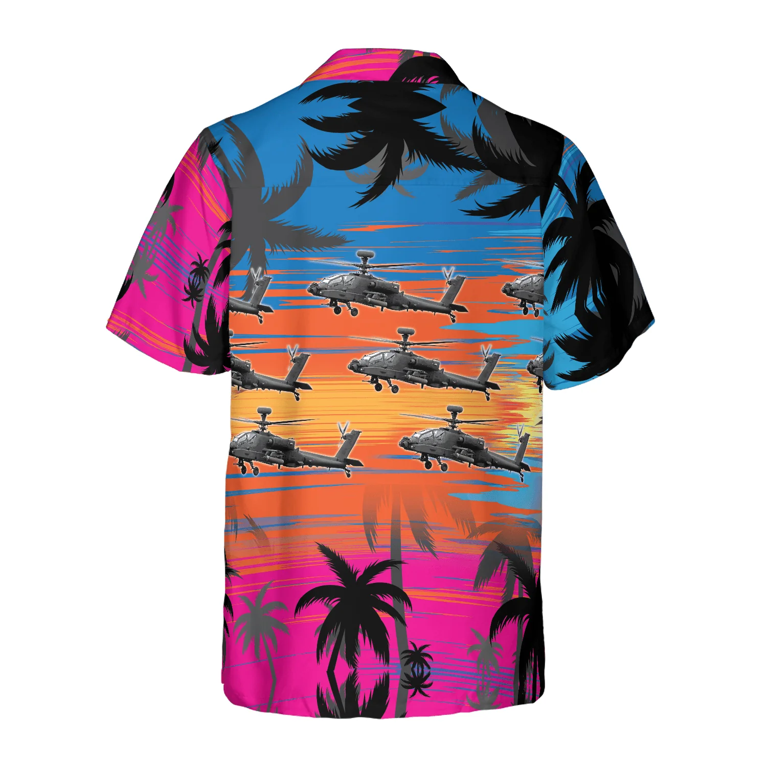 Helicopter Flies Dawn Sky Aloha Hawaiian Shirt For Summer, Colorful Shirt For Men Women, Perfect Gift For Friend, Team, Family, Helicopter Lovers - Image 2