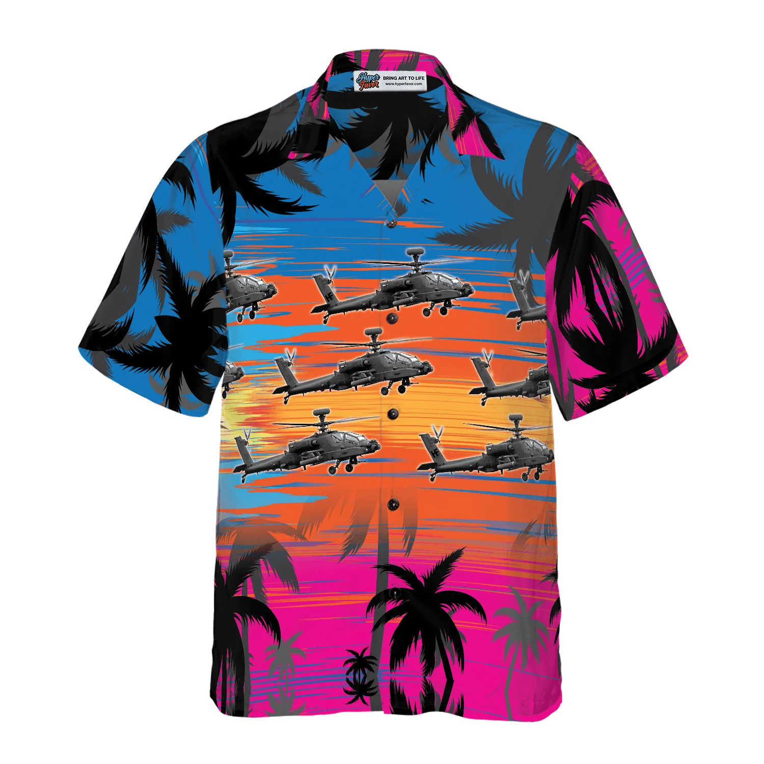 Helicopter Flies Dawn Sky Aloha Hawaiian Shirt For Summer, Colorful Shirt For Men Women, Perfect Gift For Friend, Team, Family, Helicopter Lovers - Image 3
