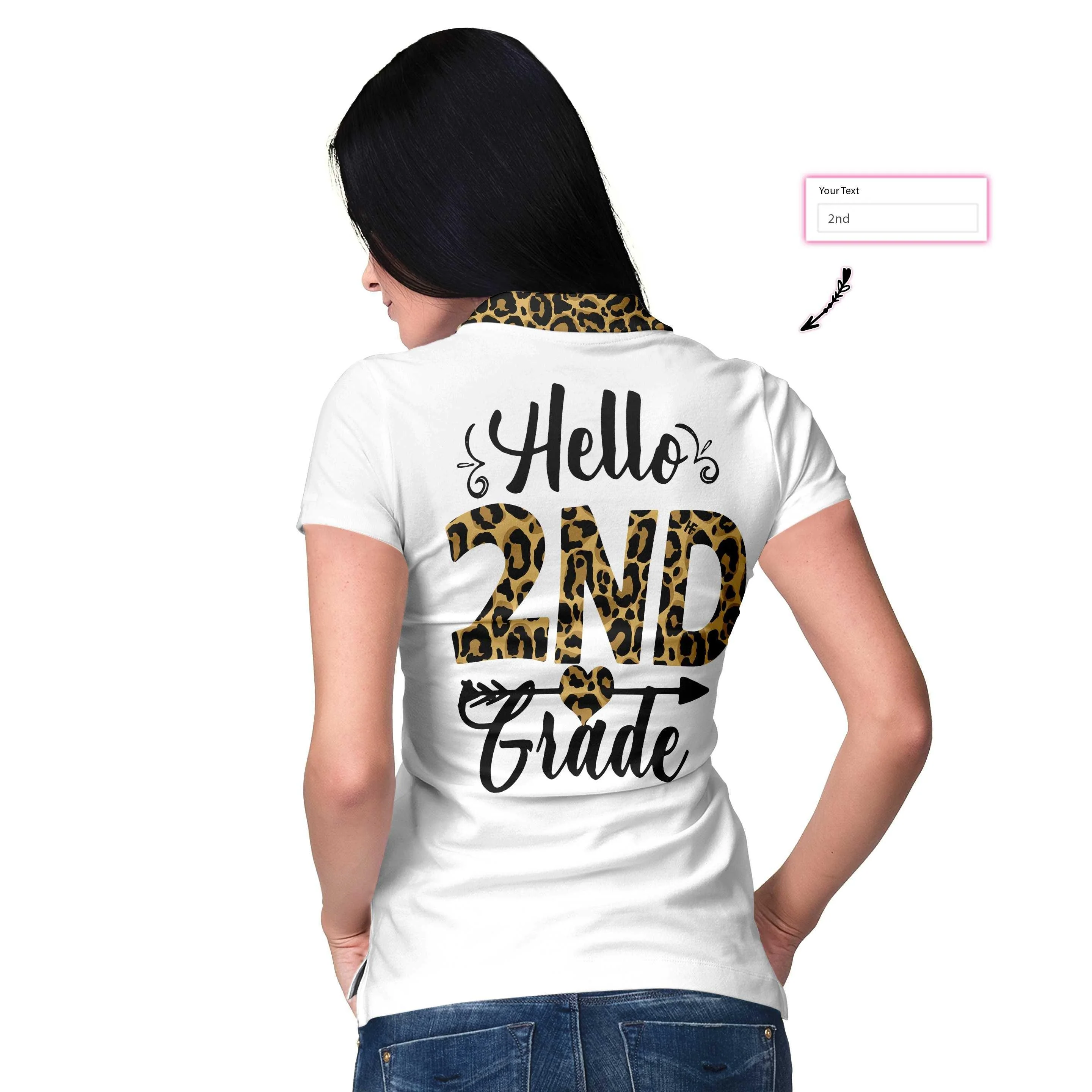 Hello 2nd Grade Squad Leopard Custom Women Polo Shirt, Personalized Women Polo Shirts Gift For Ladies, Gift For Women - Image 6