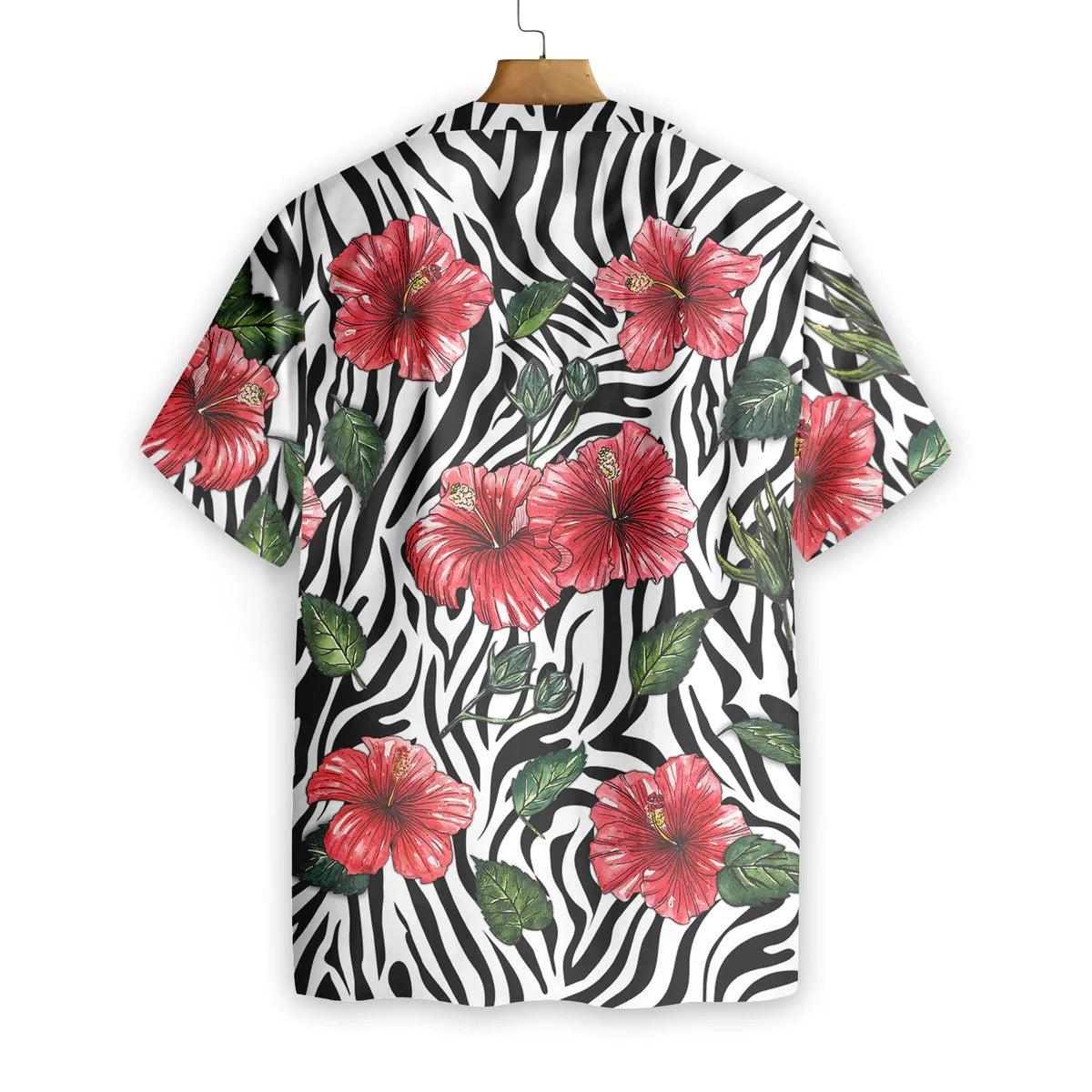 Hibiscus Zebra Watercolor Painting Art Hawaiian Shirt, Funny Aloha Shirt - Perfect Gift For Friends, Husband, Boyfriend, Family, Summer Lovers - Image 3