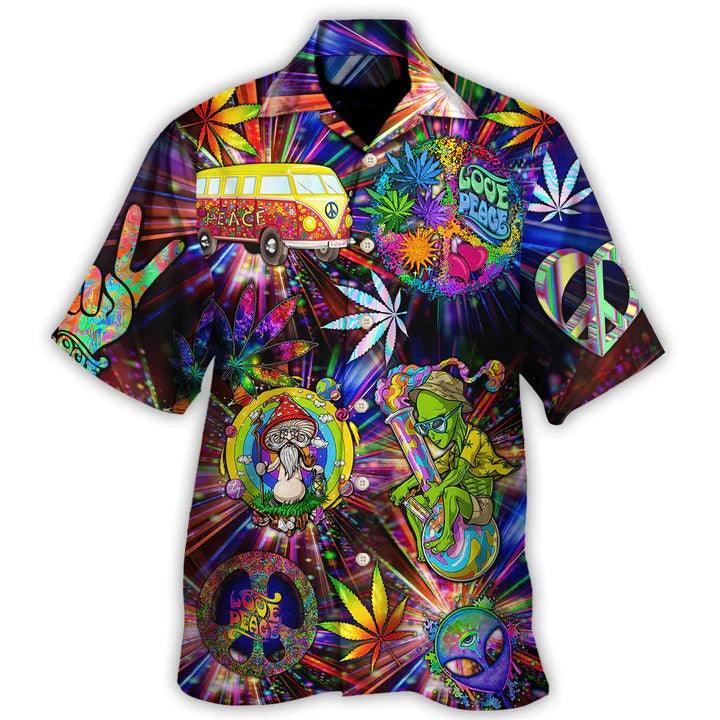 Hippie Aloha Hawaiian Shirt - Hippie Alien Peace The Colorful Of Life Amazing Neon Style Hawaiian Shirt For Summer - Perfect Gift For Friend, Family - Image 2