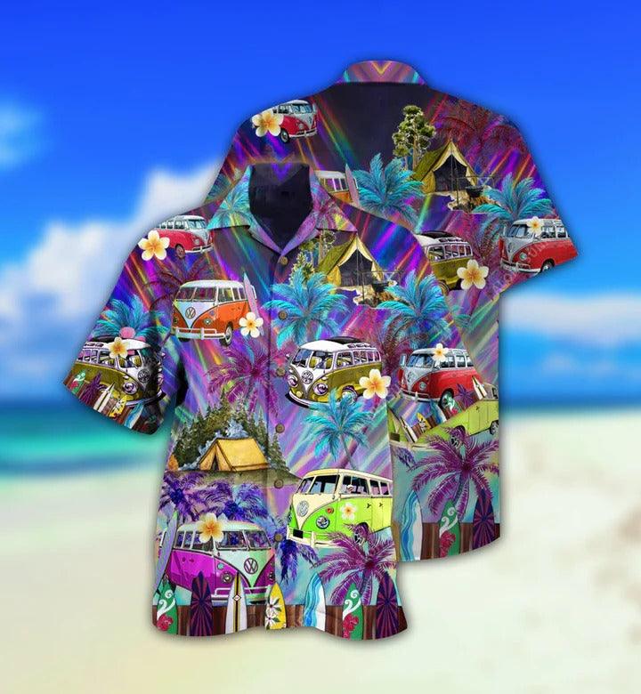 Hippie Aloha Hawaiian Shirt - Hippie Bus Go Every Where Tropical Style Hawaiian Shirt For Summer - Perfect Gift For Friend, Family - Image 2