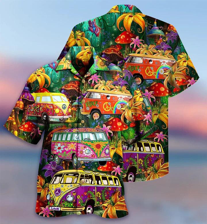 Hippie Aloha Hawaiian Shirt - Hippie Bus Peace Life Colorful Style Hawaiian Shirt For Summer - Perfect Gift For Friend, Family - Image 3