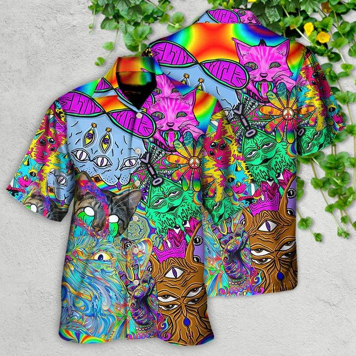 Hippie Aloha Hawaiian Shirt - Hippie Cat Break My Mind Hawaiian Shirt For Summer - Perfect Gift For Friend, Family - Image 2