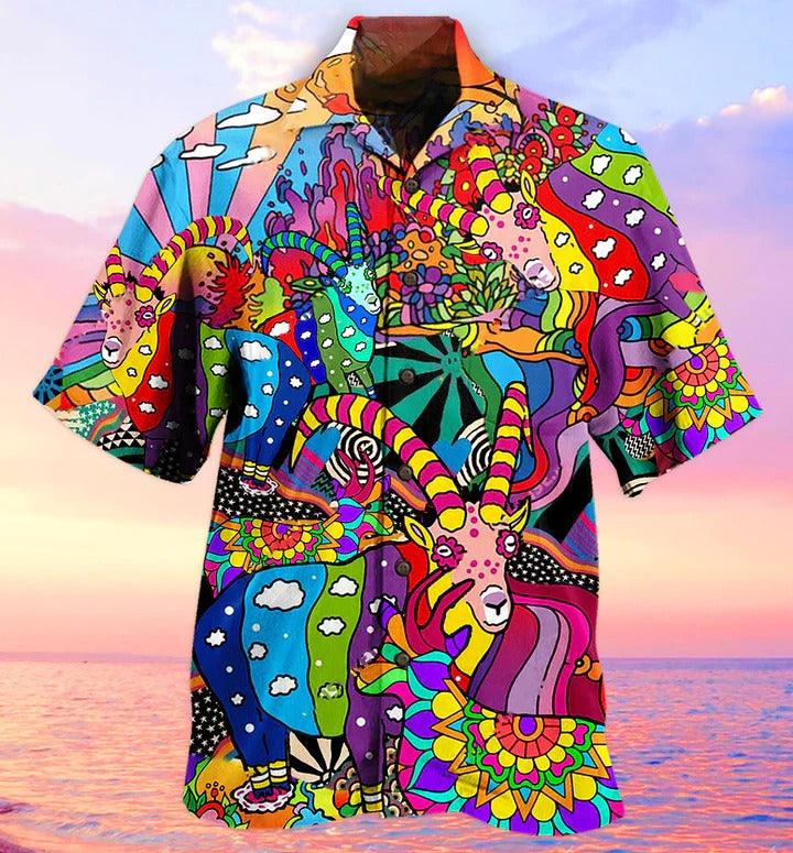 Hippie Aloha Hawaiian Shirt - Hippie Deer Peace Love Life Color Amazing Hawaiian Shirt For Summer - Perfect Gift For Friend, Family