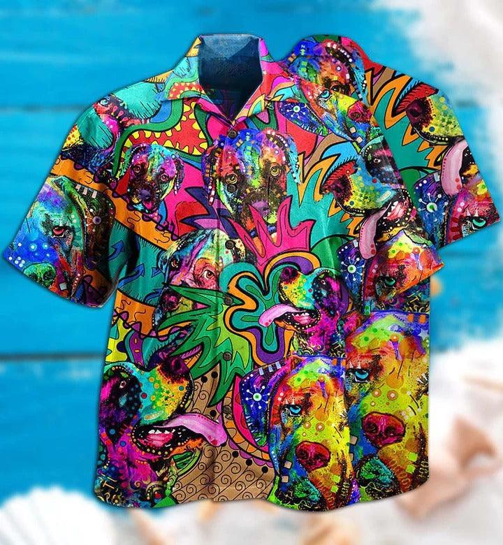 Hippie Aloha Hawaiian Shirt - Hippie Dogs Colorfull Style Hawaiian Shirt For Summer - Perfect Gift For Friend, Family