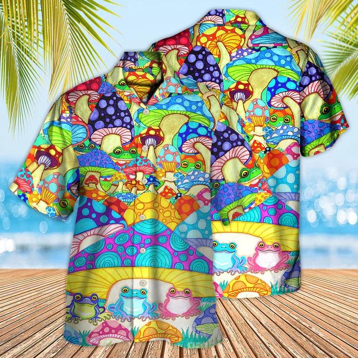 Hippie Aloha Hawaiian Shirt - Hippie Frog Mushroom Hippie Colorful Art Peace Hawaiian Shirt For Summer - Perfect Gift For Friend, Family - Image 2