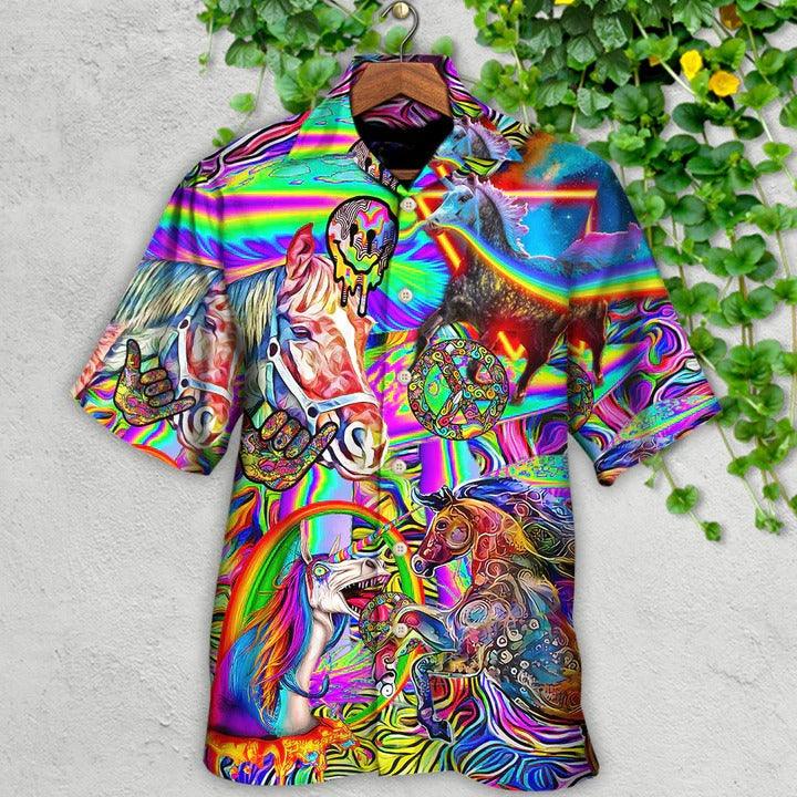 Hippie Aloha Hawaiian Shirt - Hippie Horse Run For You Hawaiian Shirt For Summer - Perfect Gift For Friend, Family