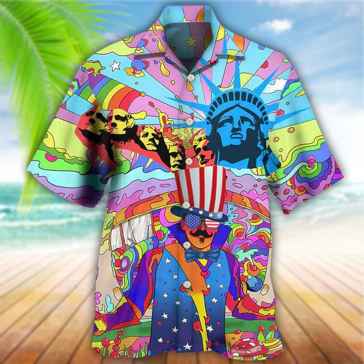 Hippie Aloha Hawaiian Shirt - Hippie Independence Day America Hawaiian Shirt For Summer - Perfect Gift For Friend, Family - Image 2