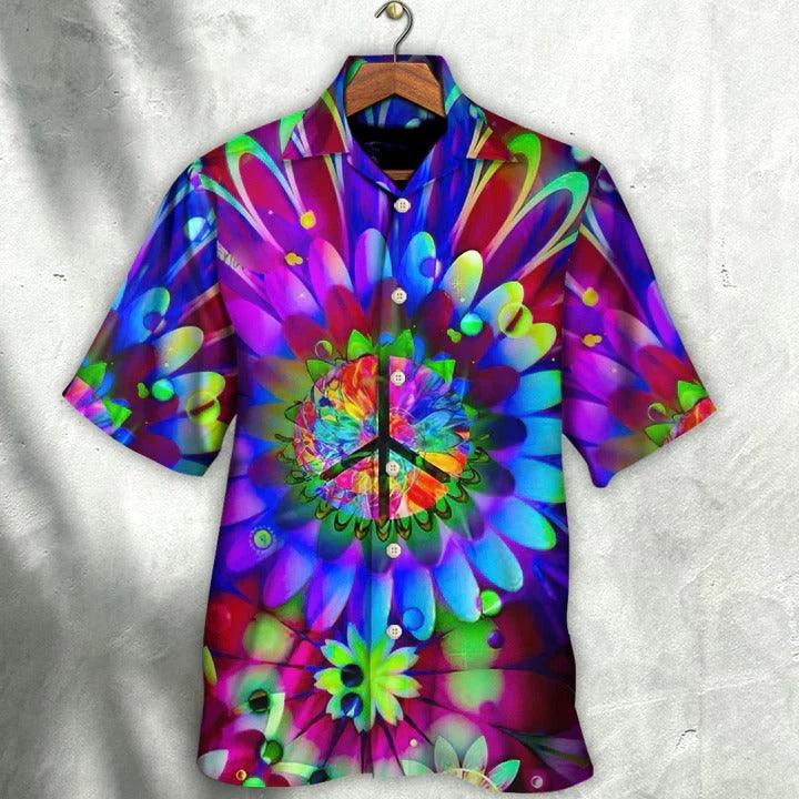Hippie Aloha Hawaiian Shirt - Hippie Love Is In The Air Flowers In My Hair Hawaiian Shirt For Summer - Perfect Gift For Friend, Family