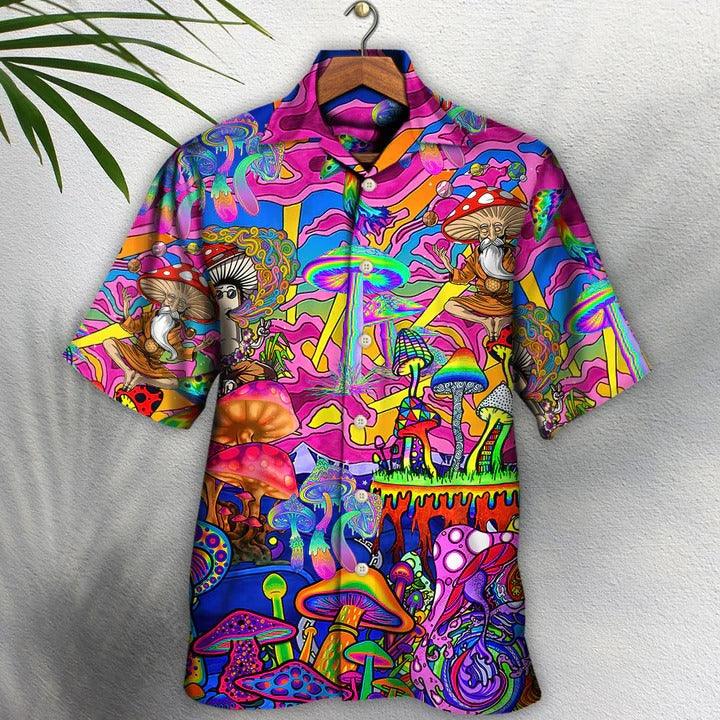 Hippie Aloha Hawaiian Shirt - Hippie Magic Trippy Mushroom Awesome Hawaiian Shirt For Summer - Perfect Gift For Friend, Family