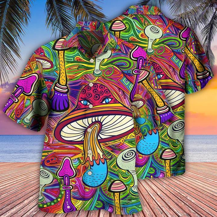Hippie Aloha Hawaiian Shirt - Hippie Mushroom Hypnotizing Hawaiian Shirt For Summer - Perfect Gift For Friend, Family