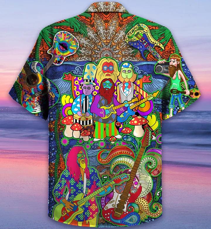 Hippie Aloha Hawaiian Shirt - Hippie Music Electric Guitar Colorful Style Hawaiian Shirt For Summer - Perfect Gift For Friend, Family - Image 2